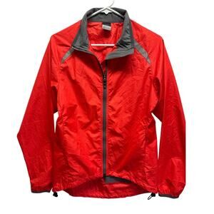 Nike Clima-Fit Vintage Nylon Reflective Full Zip Jacket Woman M 8-10 Red Grey